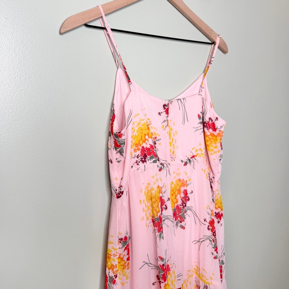J. Crew Mercantile Floral Tiered Maxi Dress‎ Sunburst Bouquet Pink Yellow Size 8 - Picture 7 of 12